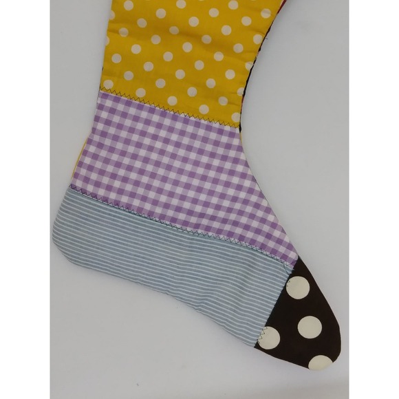 Vintage Handmade Patchwork Christmas Stocking Big Holiday Country Decoration (cb - Picture 6 of 8